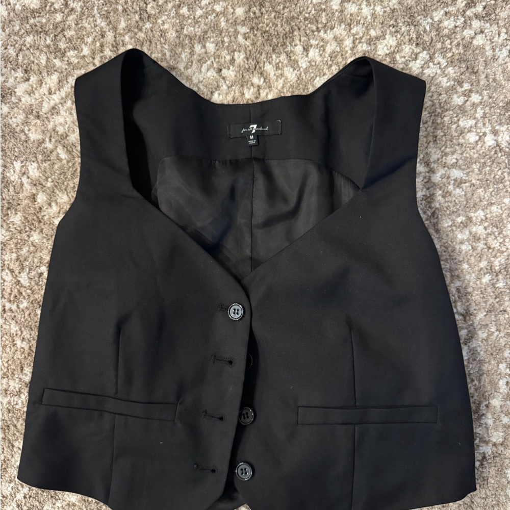 7 For All Mankind Black Sleeveless Vest Top